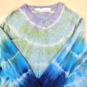 Todd Oldham Blue and Green V-Neck Sweater
